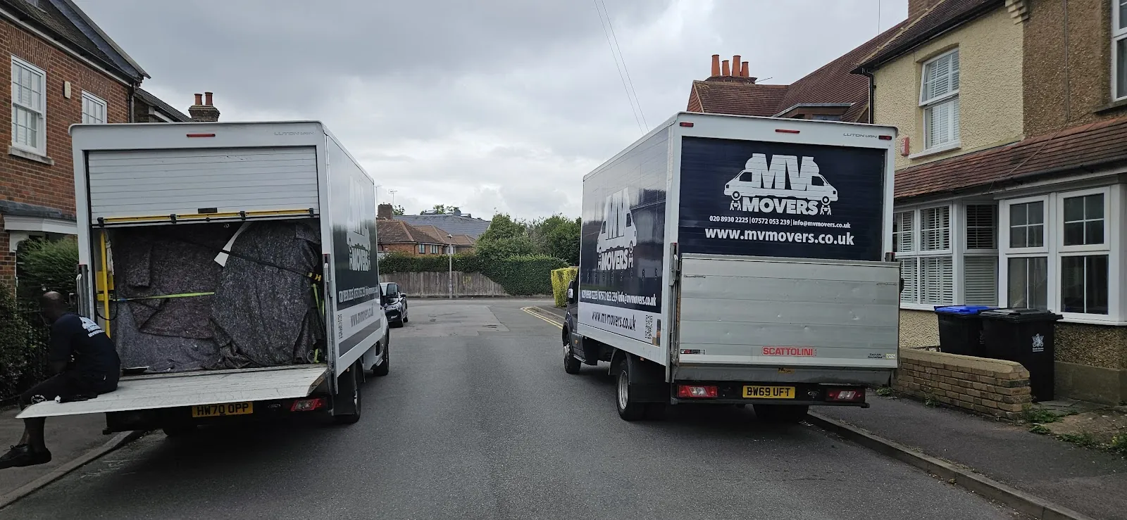 MV Movers van outside a Currys store on a delivery